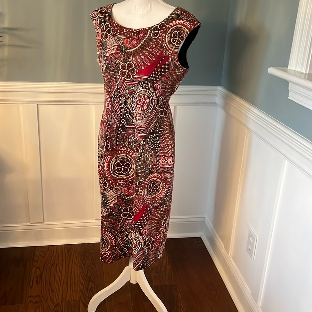 Dress size 12 Red/Grey/Cream/Tan/Brown sleeveless